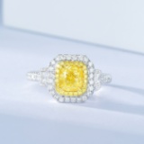 14k Gold 1.51 Ctw Natural Yellow Diamond & Diamond Ring