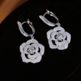 14k Gold 1.40 Ctw Natural H Diamond & Flowers Earrings