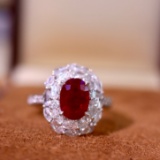 14k Gold 3.20 Ctw Natural Ruby & Diamond Ring