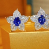14k Gold 1.01 Ctw Natural Sapphire & Diamond Earrings