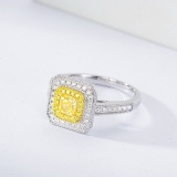 14k Gold 0.81 Ctw Natural Yellow Diamond & Diamond Ring