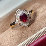 14k Gold 0.8 Ct Natural Ruby & Diamond Ring
