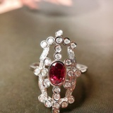 14k Gold 0.94 Ctw Natural Ruby & Diamond Ring