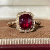 14k Gold 2 Ct Natural Tourmaline & Diamond Ring