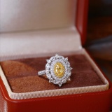 14k Gold 1.48 Ctw Natural Yellow Diamond & Diamond Ring/pendant