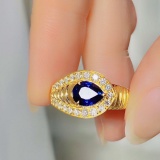 14k Gold 1.10 Ct Natural Sapphire & Diamond Ring