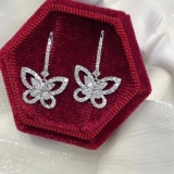 14k Gold 0.66 Ct Natural H Diamond & Butterfly Earrings