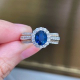 14k Gold 1.65 Ctw Natural Sapphire & Diamond Ring