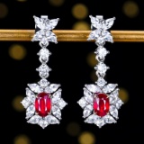 14k Gold 3.76 Ctw Natural Ruby & Sapphire Earrings