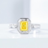 14k Gold 1.41 Ctw Natural Yellow Diamond & Diamond Ring