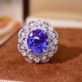 14k Gold 4.24 Ctw Natural Tanzanite & Diamond Ring