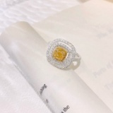 14k Gold 1.17 Ctw Natural Yellow Diamond & Diamond Ring