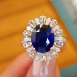14k Gold 4.33 Ctw Natural Sapphire & Diamond Ring