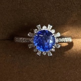 14k Gold 1.48 Ctw Natural Sapphire & Diamond Ring