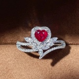14k Gold 0.9 Ctw Natural Ruby & Diamond Ring