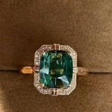 14k Gold 2.85 Ct Natural Tourmaline & Diamond Ring