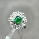14k Gold 2.58 Ctw Vivid Green Natural Emerald & Diamond Ring/pendant