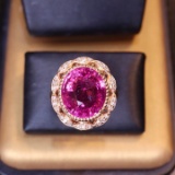 14k Gold 6.71 Ct Natural Tourmaline & Diamond Ring