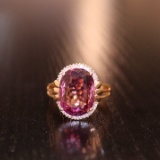 14k Gold 6.15 Ct Natural Tourmaline & Diamond Ring