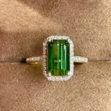 14k Gold 3.86 Ct Natural Tourmaline & Diamond Ring