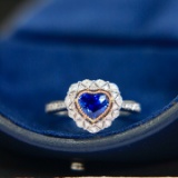 14k Gold 1.27 Ctw Natural Sapphire & Diamond Ring