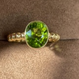 14k Gold 3.3 Ct Natural Tourmaline & Solitaire Ring