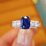 14k Gold 1.38 Ctw Natural Sapphire & Diamond Ring
