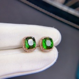 14k Gold 4.85 Ct Natural Tourmaline & Diamond Earrings