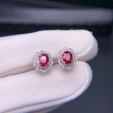 14k Gold 0.98 Ct Natural Ruby & Diamond Earrings