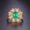 14k Gold 2.14 Ctw Vivid Green Natural Emerald & Diamond Ring