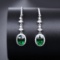 14k Gold 3.17 Ctw Vivid Green Natural Tsavorite & Diamond Earrings