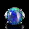 14k Gold 12.9 Ctw Natural Opal & Diamond Ring
