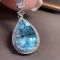 14k Gold 4.72 Ct Natural Aquamarine & Diamond & Sapphire Pendant