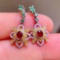 14k Gold 0.93 Ct Vivid Red Natural Ruby & Diamond Earrings