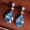 14k Gold 4.46 Ctw Natural Aquamarine & Diamond Earrings