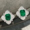 14k Gold 2.03 Ctw Vivid Green Natural Emerald & Diamond Earrings