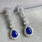 14k Gold 1.78 Ctw Natural Sapphire & Diamond Earrings