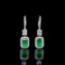 14k Gold 1.34 Ctw Vivid Green Natural Emerald & Diamond Earrings