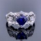 14k Gold 1.61 Ctw Vivid Blue Natural Sapphire & Diamond Ring