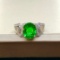 14k Gold 2.36 Ctw Vivid Green Natural Tsavorite & Diamond Ring