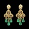 14k Gold 3.71 Ctw Vivid Green Natural Emerald & Diamond Earrings