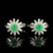14k Gold 0.52 Ctw Vivid Green Natural Emerald & Diamond Earrings