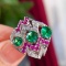 14k Gold 1.95 Ctw Natural Emerald & Diamond Ring