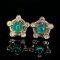 14k Gold 0.70 Ctw Vivid Green Natural Emerald & Diamond Earrings