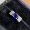 14k Gold 1.44 Ctw Vivid Blue Natural Sapphire & Diamond Ring