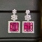14k Gold 3.54 Ctw Natural Ruby & Diamond Earrings