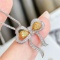 14k Gold 0.61 Ct Natural Yellow Diamond & Diamond Pendant