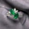 14k Gold 1.22 Ctw Vivid Green Natural Emerald & Diamond Ring