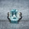 14k Gold 9.08 Ct Natural Aquamarine & Diamond Ring