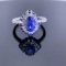 14k Gold 2.22 Ctw Vivid Blue Natural Sapphire & Diamond Ring